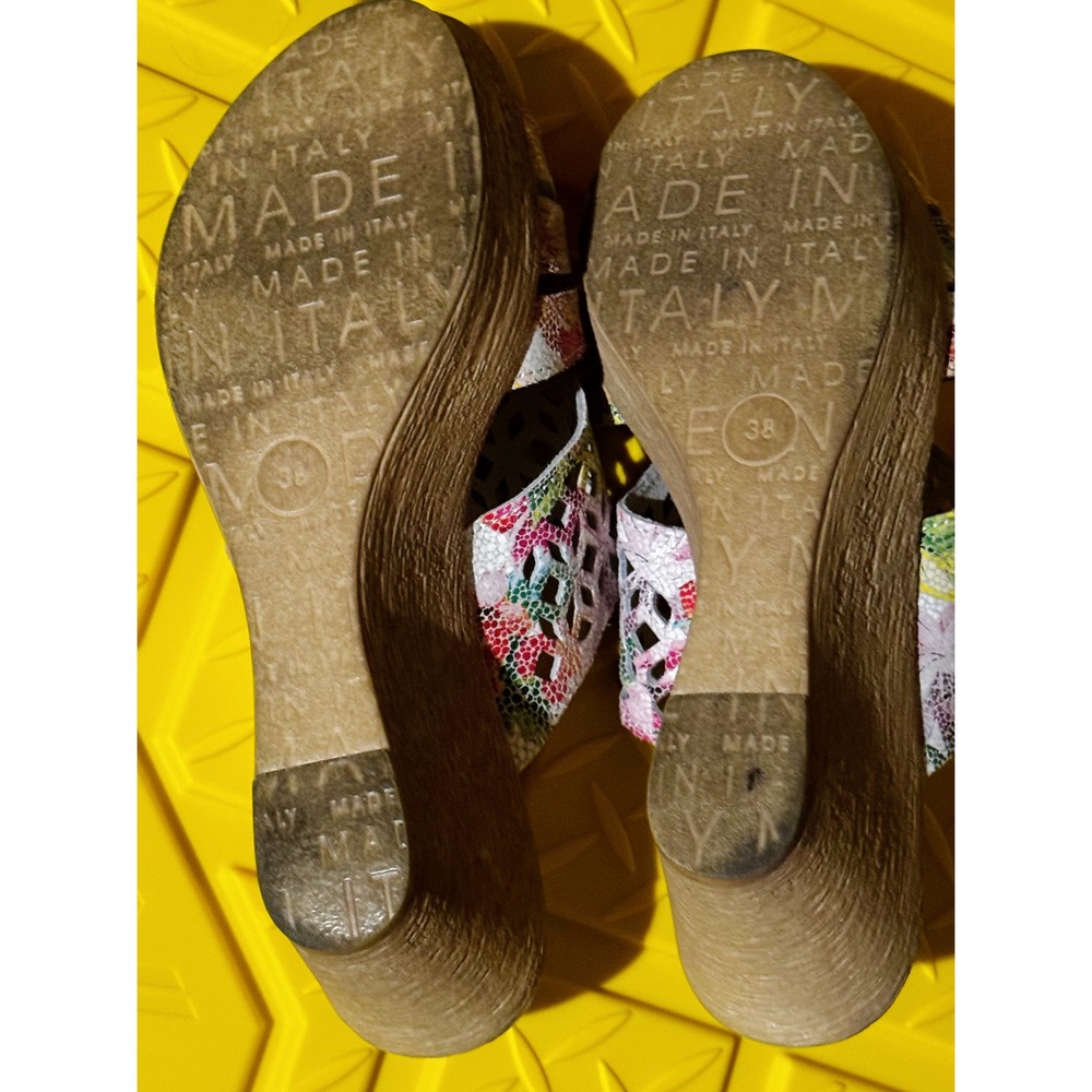 Spring Step Multicolor Leather Cutout Wedge Sandals Size 38/8 Made‎ in Italy - Picture 6 of 6